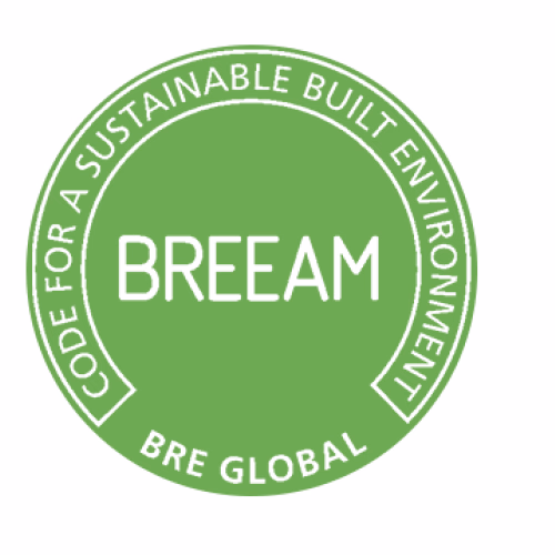 Green BREEAM logo for sustainable building by BRE Global.