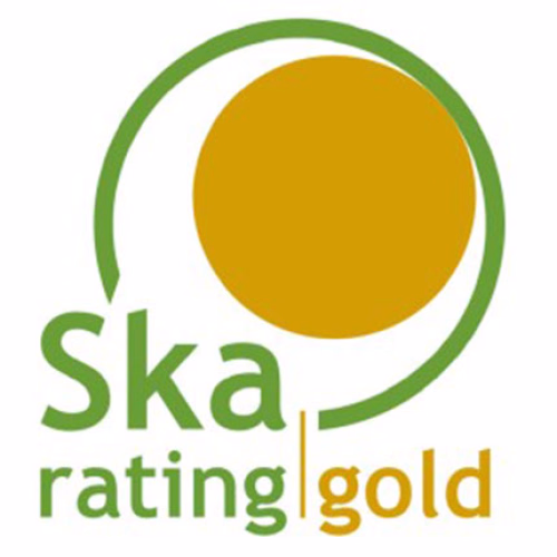 SKA gold logo, representing sustainable fit out